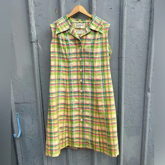 Vintage Arkin Collection plaid sleeveless  dress, size 20 (modern L/XL) - Picture 3 of 11